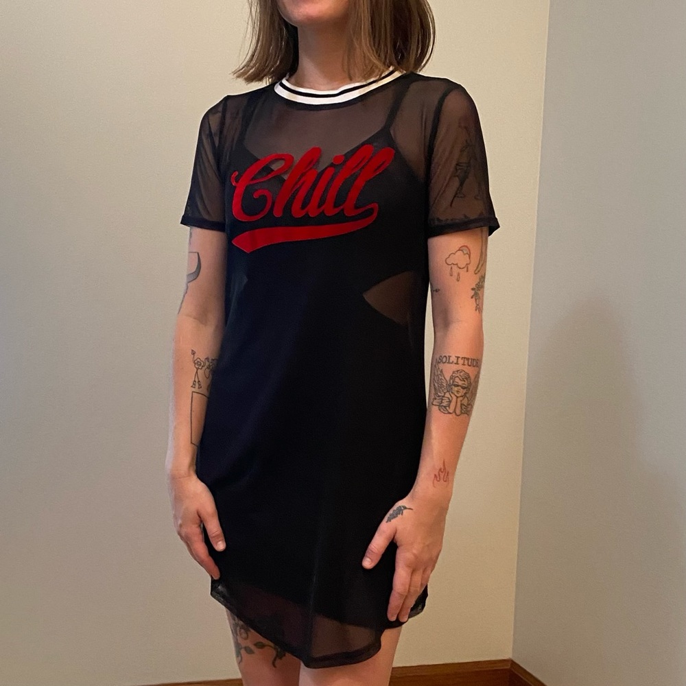 Sheer T-Shirt Dress / Coverup Dress